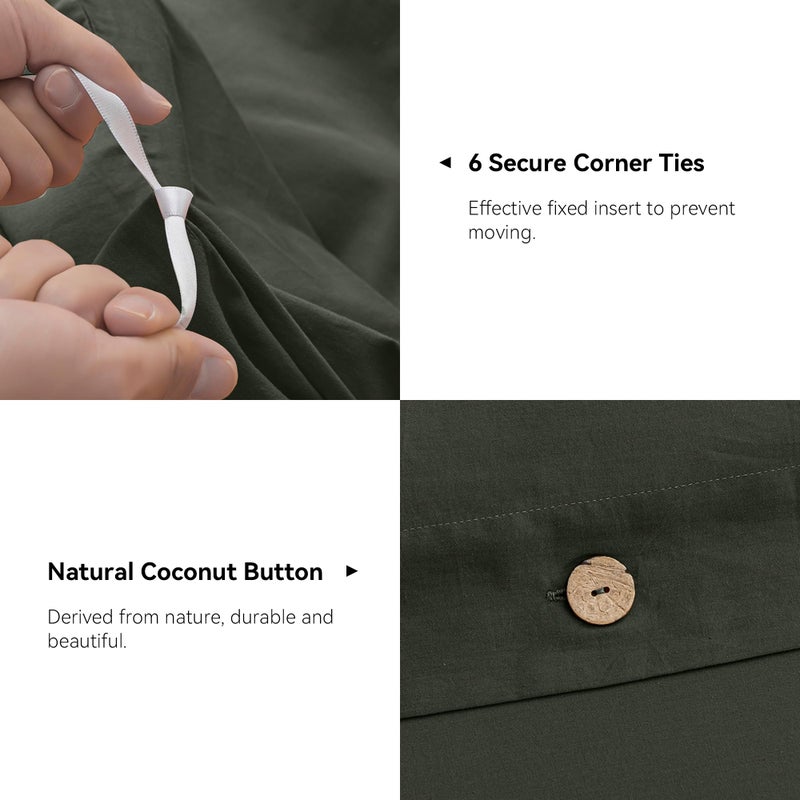 JELLYMONI Cotton Duvet Cover Full Size - Gray Comforter Cover with Button 100% Washed Cotton 3PCS Breathable Soft Solid Bedding Set Duvet Cover 80Ã—90in & 2 Pillowcases (NO Comforter) - Image 5